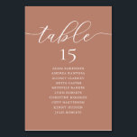 Hochzeitsessen, romanische Gastsitzkarte, Tischnummer<br><div class="desc">Hochzeitsessen Gästekartenkarte, Modern Romance Terracotta erthy braunes Thema. Passen Sie den Text an und / oder entfernen und füllen Sie mit Ihrem Hochzeitskonzert themed.</div>