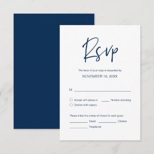 Hochzeitsessen, UAWG, Abendessen, Navy Blue Schrif Begleitkarte