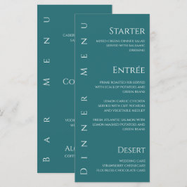Hochzeitsessen und Bar Menu-Smaragdgrün - Menükarte