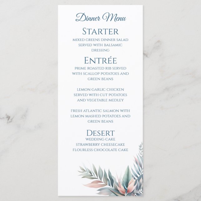 Hochzeitsessen und Bar Menu-Tropical Dream Menükarte (Vorderseite)