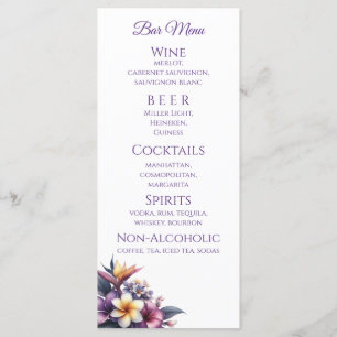 Hochzeitsessen und Bar Menu-Tropical Floral Menükarte
