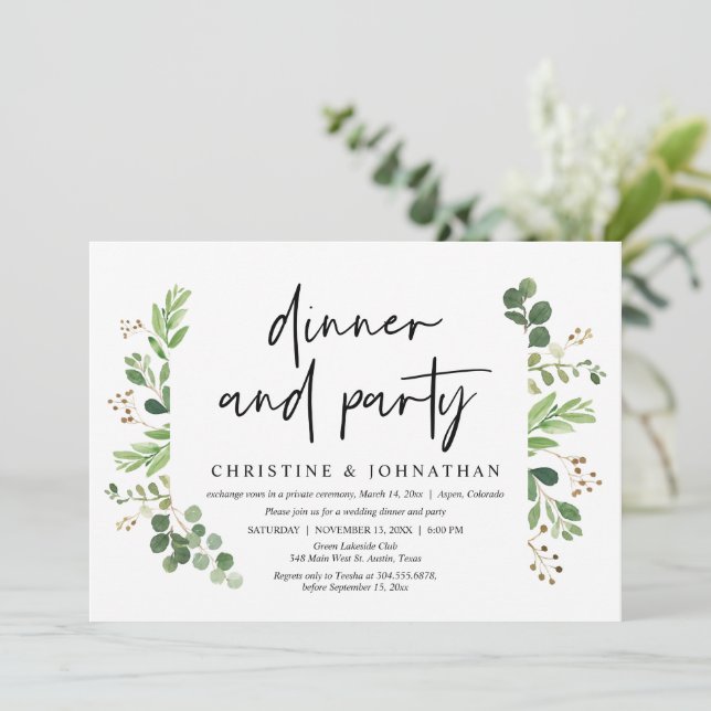 Hochzeitsessen und Party Einladung (Stehend Vorderseite)