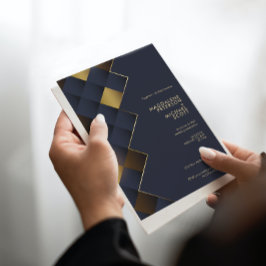 Hochzeitsfahrt mit Blue & Gold Geometric Einladung