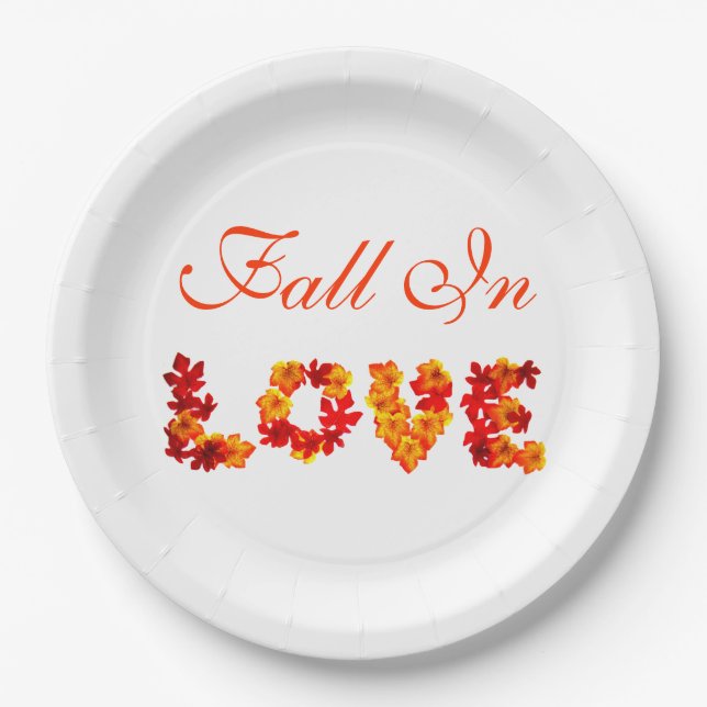 Hochzeitsfall in Liebe farbenfrohe Blätter Herbst  Pappteller (Vorderseite)