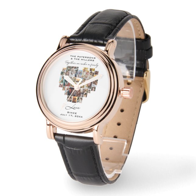 Hochzeitsfamilienjubiläum Herzfoto Collage Armbanduhr (Winkel)