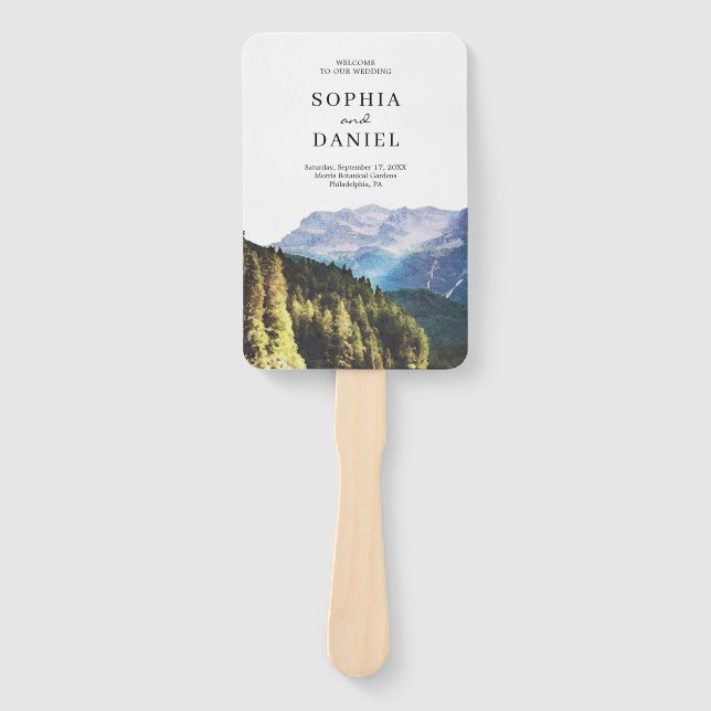 Hochzeitsfan für Wasserfarbengebirge Fächer (Vorderseite)