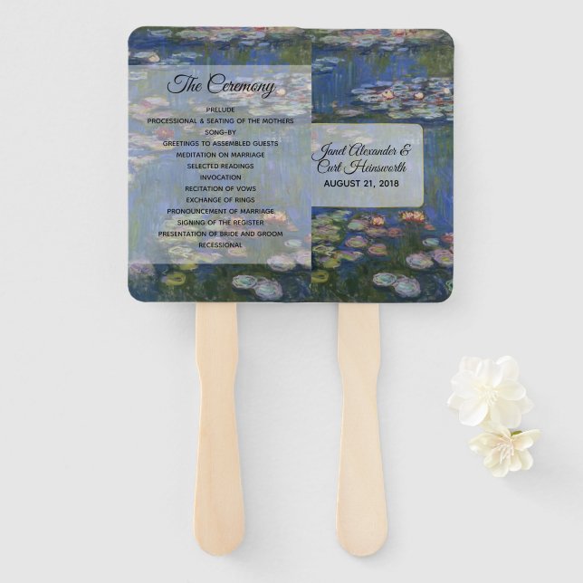 Hochzeitsfan von Fine Art Water lilies Fächer (Vorne und Hinten)