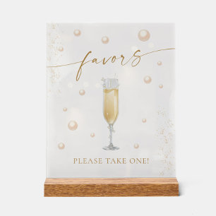 Hochzeitsfavorits Perlen und Prosecco Acrylschild