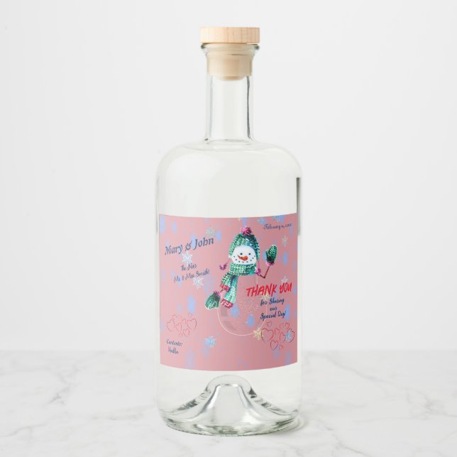 Hochzeitsfeier Alkoholflaschenetikett (Vorderseite)