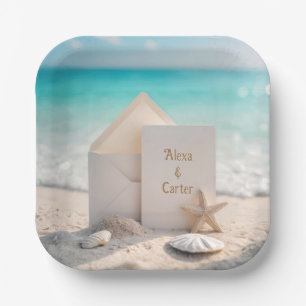 Hochzeitsfeier am Strand mit Starfish Pappteller