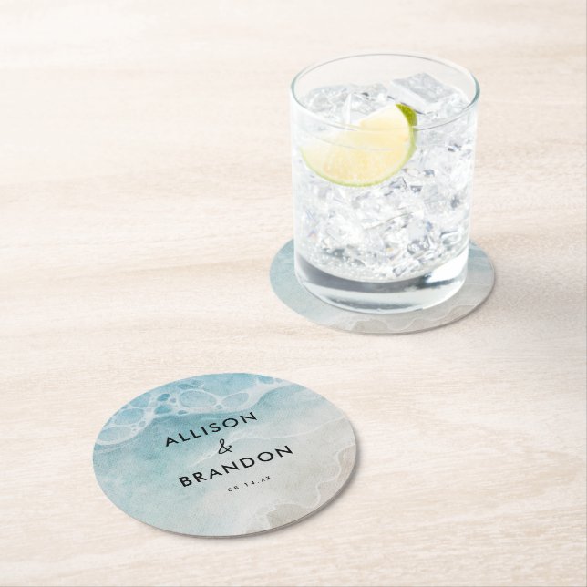 Hochzeitsfeier am Strand Runder Pappuntersetzer (Vor Ort)