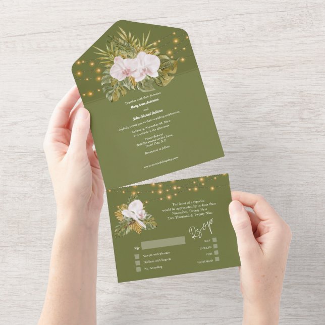 Hochzeitsfeier auf der Wildblume Boho All In One Einladung (Abreißen)