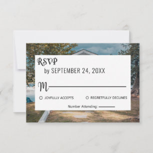 Hochzeitsfeier Bäume Blumenzwiese RSVP Karte