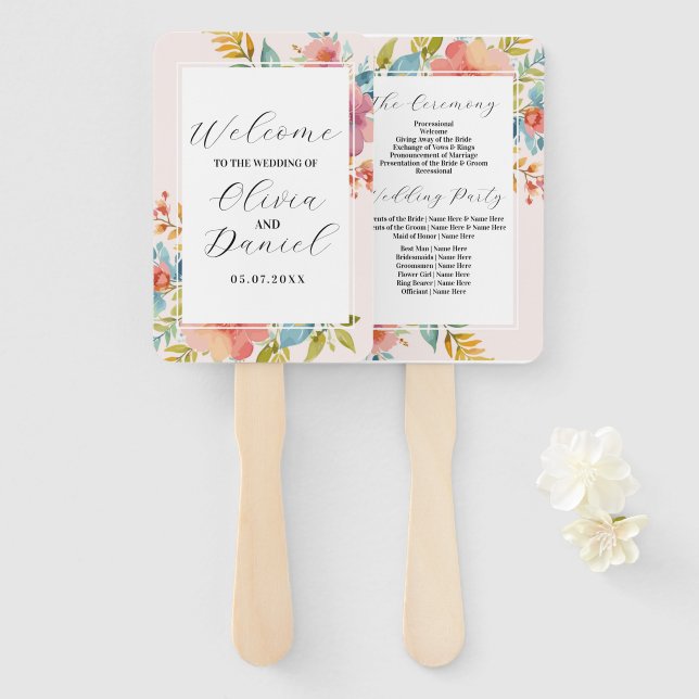 Hochzeitsfeier Blume Hand Fan Modern Florals Progr Fächer (Vorne und Hinten)
