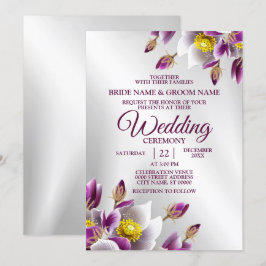 Hochzeitsfeier Blumenrosa Lila Silber Elegant Einladung