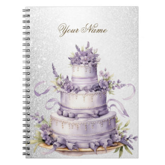 Hochzeitsfeier Cake Lavender Floral Elegant Notizblock