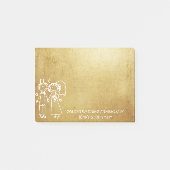 Hochzeitsfeier Dankeschön an Grungy Gold Post-it Klebezettel (Vorderseite)