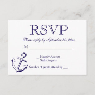Hochzeitsfeier der Nautical UAWG Navy RSVP Karte