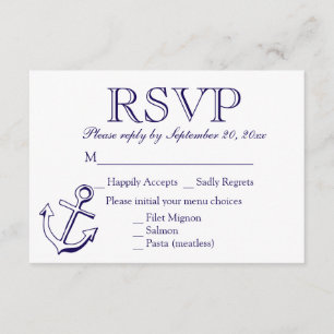 Hochzeitsfeier der Nautical UAWG Navy RSVP Karte