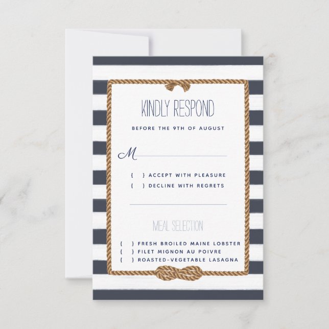 Hochzeitsfeier der Navy & White Watercolor RSVP Karte (Vorderseite)