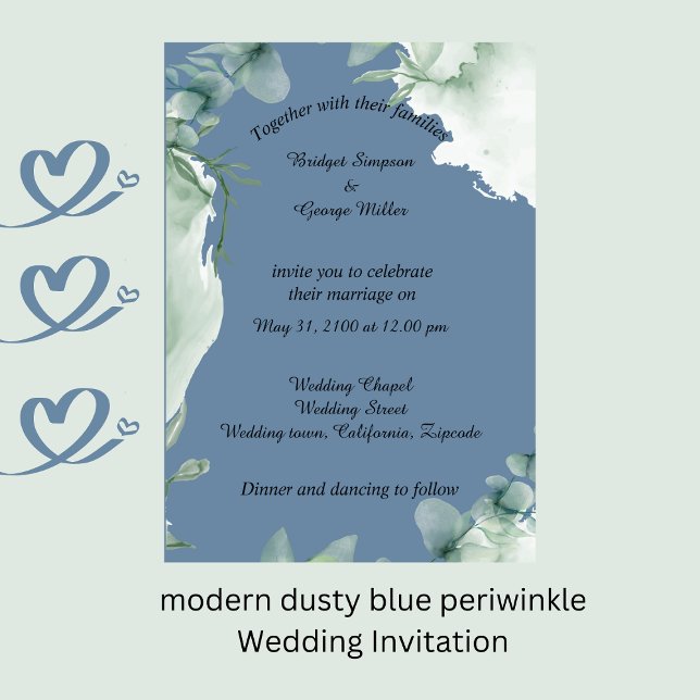 Hochzeitsfeier Einladung (modern dusty blue periwinkle Wedding Invitation by wedding Hobinishop)