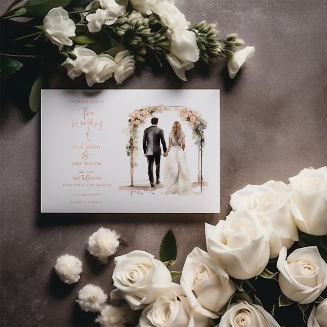 Hochzeitsfeier Einladung (Watercolor Bride and Groom Wedding Illustration wedding invitation card)