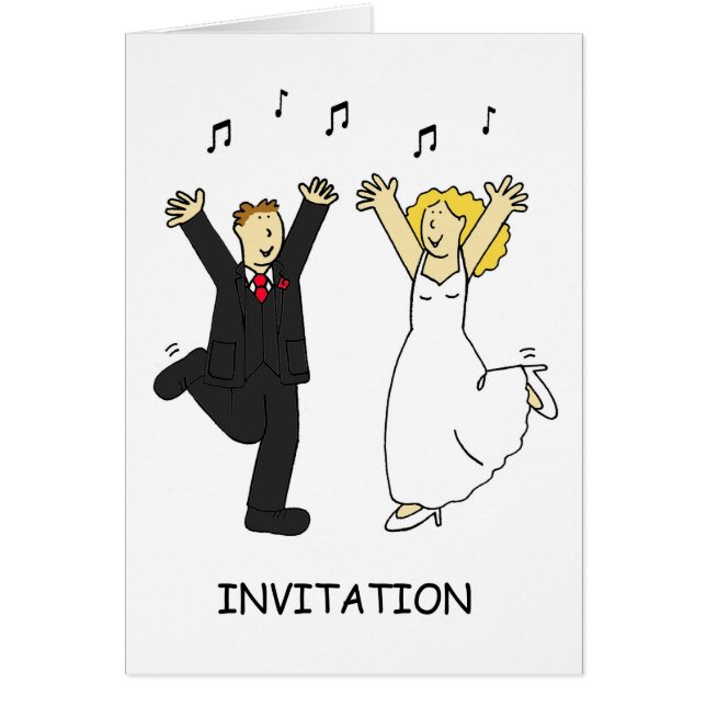 Hochzeitsfeier Einladung Cartoon Couple Dancing (Vorne)