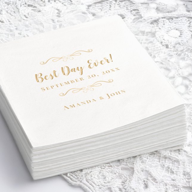 Hochzeitsfeier Eros Bendato Rodelbahn mit Aussicht Servietten Mit Folie (Best Day Ever Wedding Elegant Real Gold Foil Napkins)