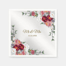 Hochzeitsfeier Farbenfrohe Rote Blütensilber Serviette