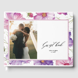 Hochzeitsfeier Foto Rosa Lila Blumenhochzeit Gästebuch