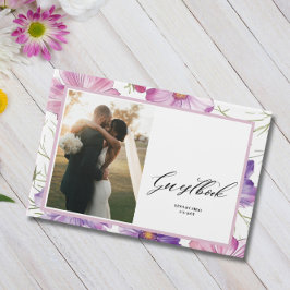 Hochzeitsfeier Foto Rosa Lila Blumenhochzeit Gästebuch