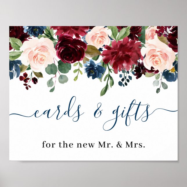 Hochzeitsfeier für Burgund Navy Blush Cards & Gift Poster (Vorne)