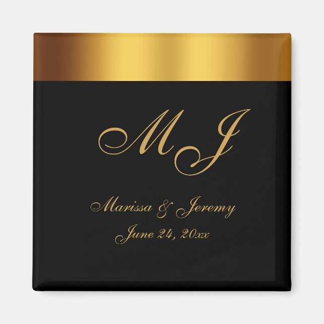Hochzeitsfeier für die Black Gold Border Magnet (Vorne)