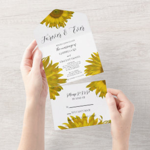 Hochzeitsfeier für gelbe Sonnenblumen All In One Einladung