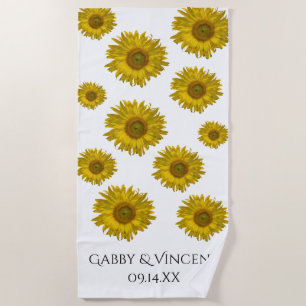 Hochzeitsfeier für gelbe Sonnenblumen Strandtuch