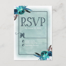 Hochzeitsfeier für Navy Blue & Aqua RSVP Karte