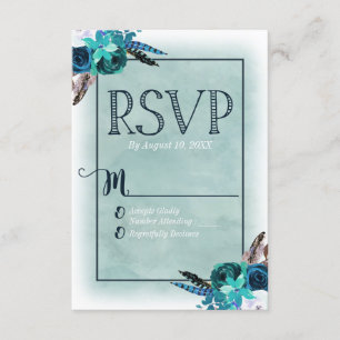 Hochzeitsfeier für Navy Blue & Aqua RSVP Karte
