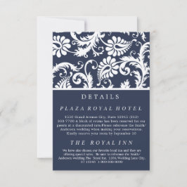 Hochzeitsfeier für Navy Blue Floral Damask RSVP Karte
