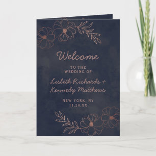 Hochzeitsfeier für Navy Blue & Rose Gold Foil Programm
