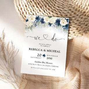 Hochzeitsfeier für Navy Blue und White Roses Einladung