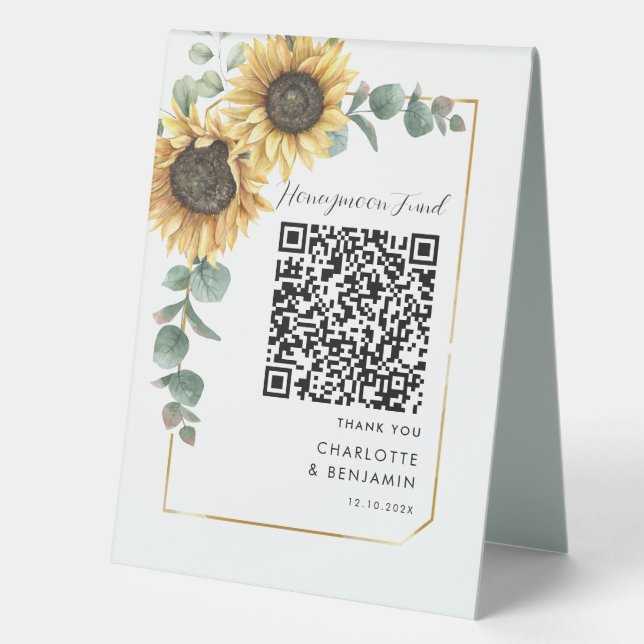 Hochzeitsfeier für Sonnenblumen Tischaufsteller (Vorderseite)