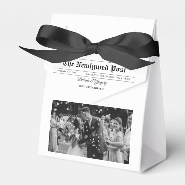 Hochzeitsfeier für Zeitungen - Schwarz-Weiß-Foto Geschenkschachtel (Vorderseite)