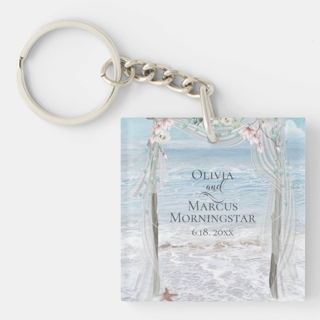 Hochzeitsfeier Geschenk Modernes Elegantes Tropisc Schlüsselanhänger (Vorderseite)
