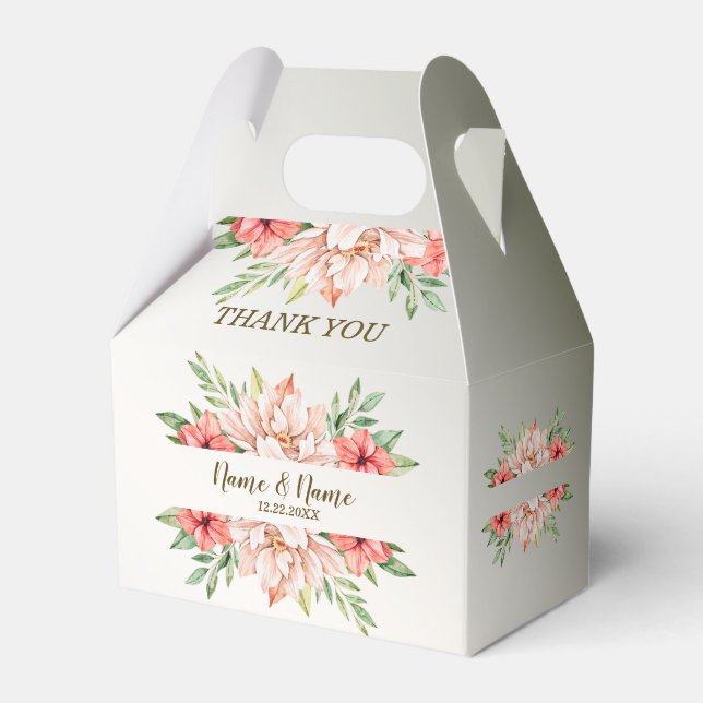 Hochzeitsfeier Geschenk Peach Orange Blätter Geschenkschachtel (Vorderseite)