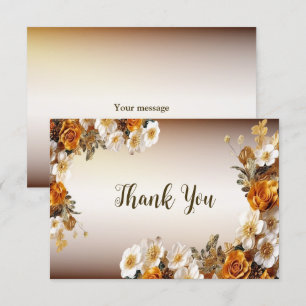 Hochzeitsfeier Golden Orange Weiße Blume Rustikal Dankeskarte