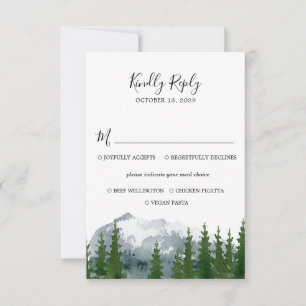 Hochzeitsfeier im Bergwald mit Wahlkarte RSVP Karte