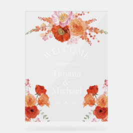 Hochzeitsfeier in Aquarellorange Acrylschild