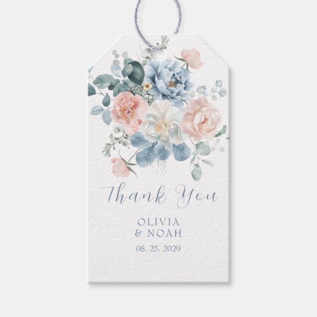 Hochzeitsfeier in Blau und Rosa Geschenkanhänger (Vorderseite)