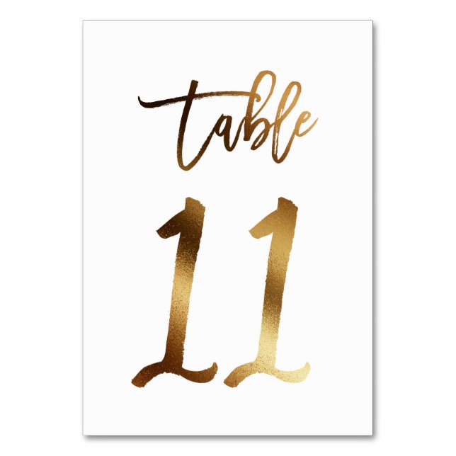 Hochzeitsfeier in Gold-Folie | Tabelle 11 Tischnummer (Vorderseite)