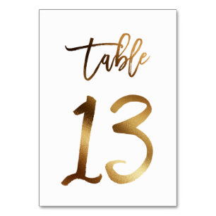 Hochzeitsfeier in Gold-Folie   Tabelle 13 Tischnummer